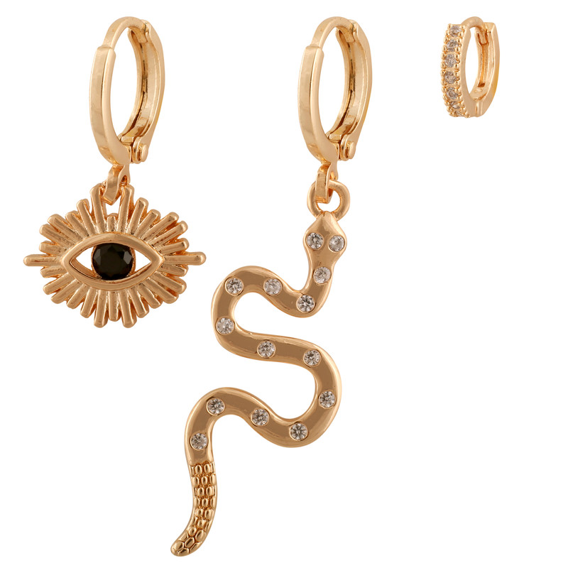 گوشواره زنانه وای اس ایکس مدل مار و چشم کد E3786 مجموعه 3 عددی
