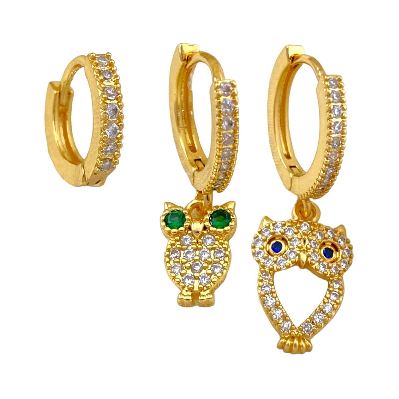 گوشواره زنانه وای اس ایکس مدل جغد کد E4649 مجموعه 3 عددی