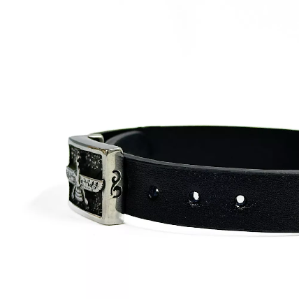 دستبند مردانه چرم طبیعی و استیل فروهر کد Men0063