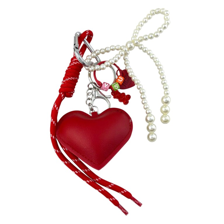 آویز کیف چارم بگ قلب و مروارید کد J4168