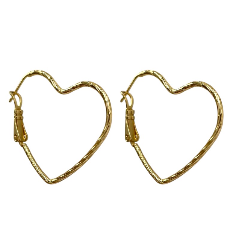 گوشواره زنانه ژوپینگ مدل حلقه ای قلب تراش دار کد E6570