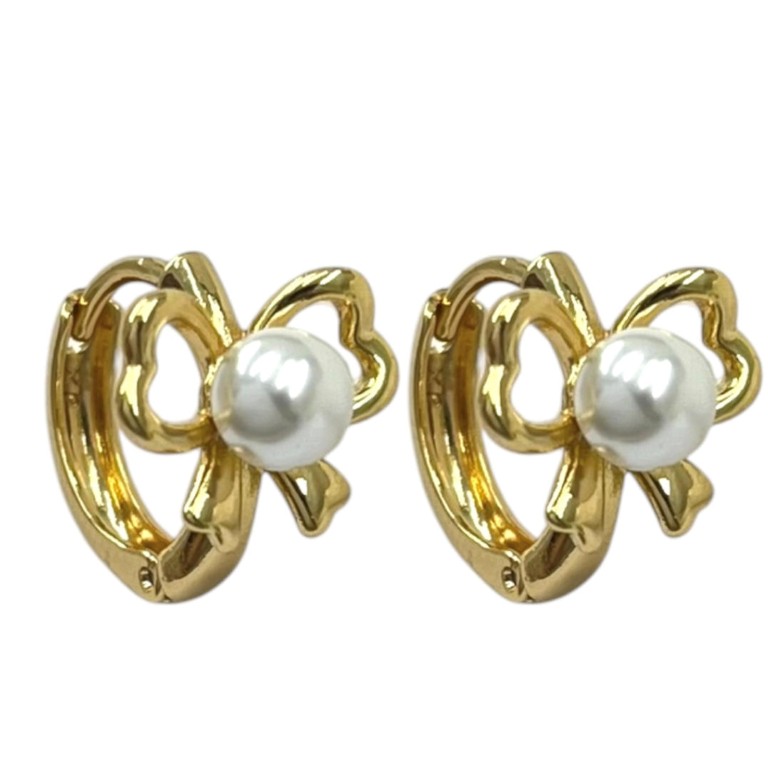 گوشواره زنانه ژوپینگ مدل حلقه ای مروارید پاپیون کد E6576