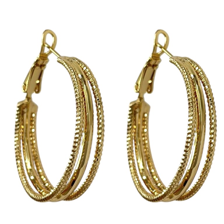 گوشواره زنانه ژوپینگ مدل حلقه ای تراش دار کد E6583