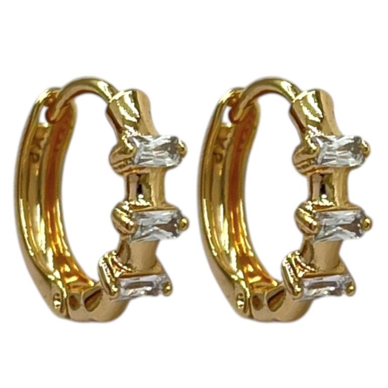 گوشواره زنانه ژوپینگ مدل حلقه ای نگین جواهری کد E6585